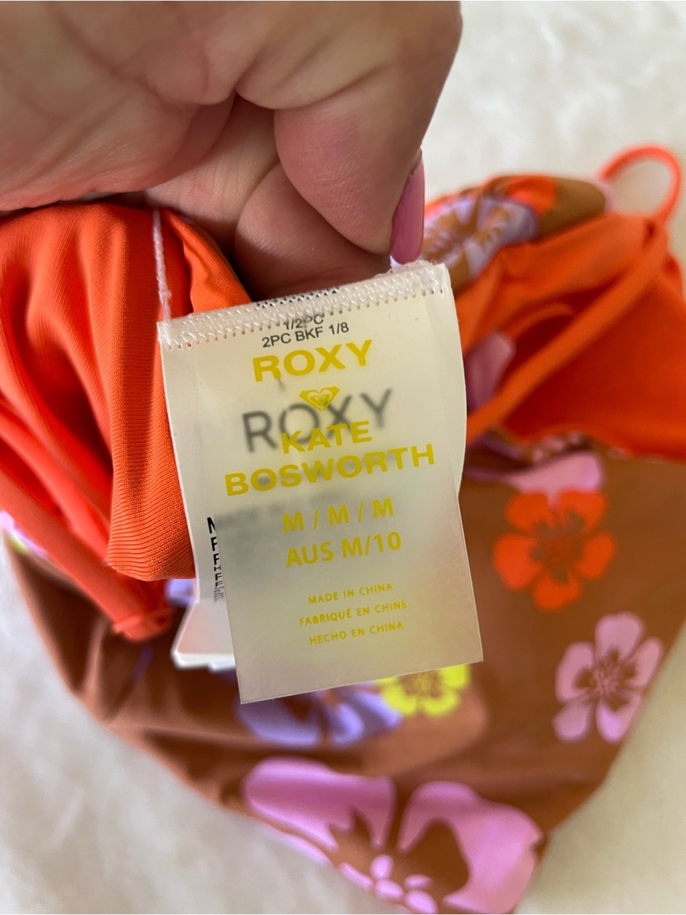 Roxy Brown Floral Reversible Bandeau Top with Pink & Orange Accents - Picture 5 of 8